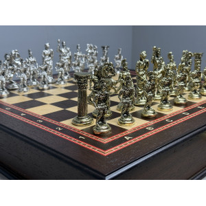 Шахматный ларец "Римское сражение" с фигурами из бронзы
