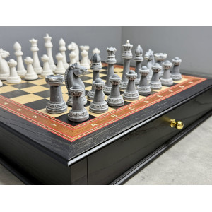 Шахматы подарочные в ларце с фигурами из мрамора