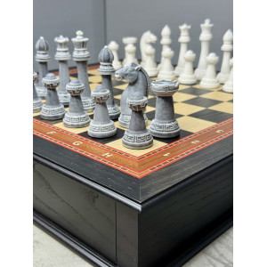 Шахматы подарочные в ларце с фигурами из мрамора