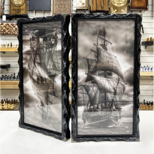 Нарды стеклянные «Призрачный корабль» 63 см с чехлом