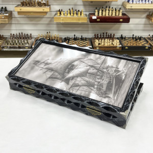 Нарды стеклянные «Призрачный корабль» 63 см с чехлом