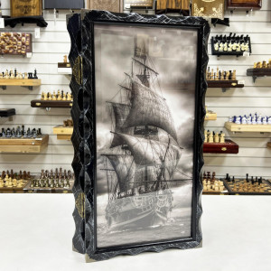 Нарды стеклянные «Призрачный корабль» 63 см с чехлом