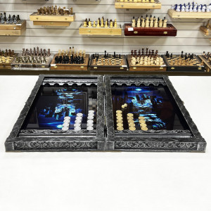 Нарды стеклянные эксклюзив «Ледяной Лев»