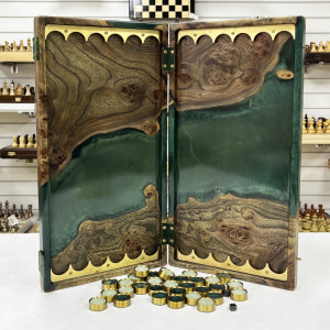 Нарды подарочные из эпоксидной смолы «Изумрудная гармония»