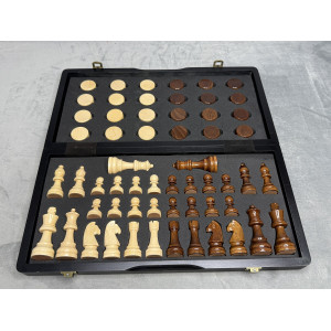 Шахматы 2 в 1 деревянные магнитные ясень 39 см