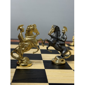Шахматный ларец с бронзовыми фигурами «Македонская битва»
