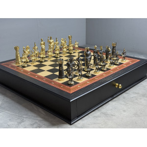 Шахматный ларец с бронзовыми фигурами «Македонская битва»