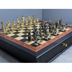 Шахматный ларец с бронзовыми фигурами «Македонская битва»