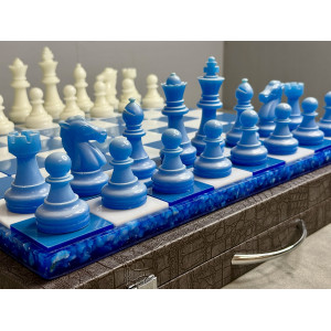 Шахматы светящиеся из эпоксидной смолы "Ледяная магия"