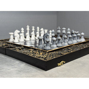 Подарочные шахматы 3 в 1 «Победа» с фигурами Стаунтон из литьевого мрамора Подарочные шахматы 3 в 1 «Победа» с фигурами Стаунтон из литьевого мрамора