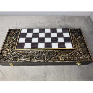 Подарочные шахматы 3 в 1 «Победа» с фигурами Стаунтон из литьевого мрамора Подарочные шахматы 3 в 1 «Победа» с фигурами Стаунтон из литьевого мрамора