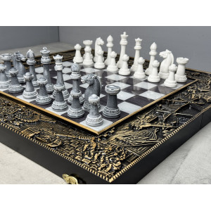 Подарочные шахматы 3 в 1 «Победа» с фигурами Стаунтон из литьевого мрамора Подарочные шахматы 3 в 1 «Победа» с фигурами Стаунтон из литьевого мрамора