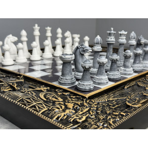 Подарочные шахматы 3 в 1 «Победа» с фигурами Стаунтон из литьевого мрамора Подарочные шахматы 3 в 1 «Победа» с фигурами Стаунтон из литьевого мрамора
