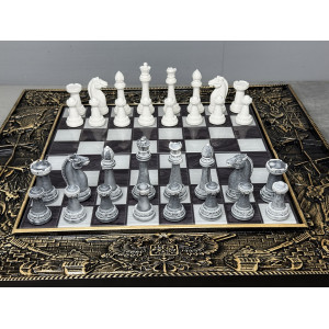 Подарочные шахматы 3 в 1 «Победа» с фигурами Стаунтон из литьевого мрамора Подарочные шахматы 3 в 1 «Победа» с фигурами Стаунтон из литьевого мрамора