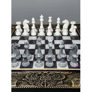 Подарочные шахматы 3 в 1 «Победа» с фигурами Стаунтон из литьевого мрамора Подарочные шахматы 3 в 1 «Победа» с фигурами Стаунтон из литьевого мрамора