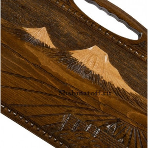 Нарды резные "Арарат и Хор Вирап" с ручкой 60, Haleyan, ручная работа