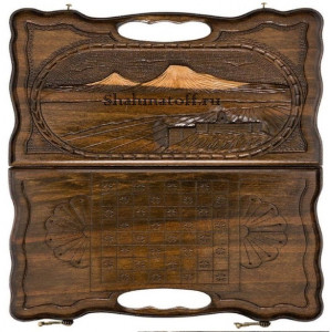 Нарды резные "Арарат" с ручкой 30, Haleyan