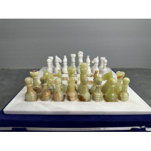 Шахматы каменные classic белый мрамор-оникс 40х40