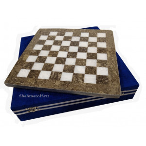 Шахматы каменные белый мрамор и яшма 30х30 new