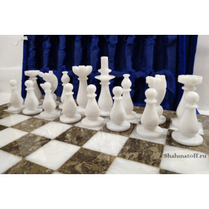 Шахматы каменные белый мрамор и яшма 30х30 new