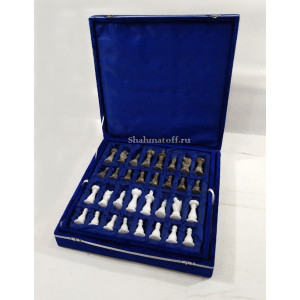 Шахматы каменные белый мрамор и яшма 30х30 new