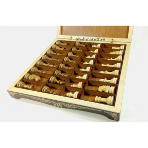 Шахматы ручной работы "Гроссмейстер" в ларце "Маркетри венге" премиум класса