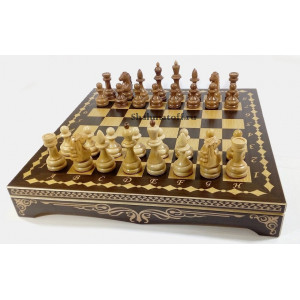 Шахматы ручной работы "Гроссмейстер" в ларце "Маркетри венге" премиум класса