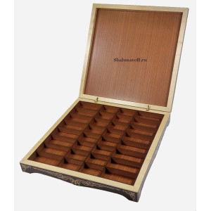 Шахматы ручной работы "Гроссмейстер" в ларце "Маркетри венге" премиум класса