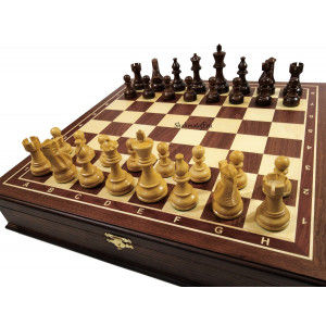 Шахматный ларец "Статус" махагон с фигурами "Кингчесс"