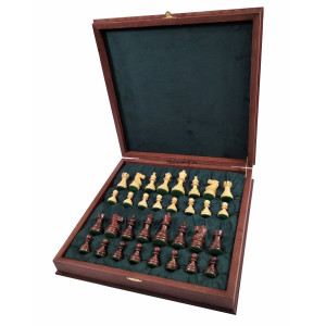 Шахматный ларец "Статус" махагон с фигурами "Кингчесс"