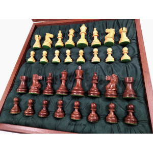 Шахматный ларец "Статус" махагон с фигурами "Кингчесс"