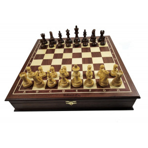 Шахматный ларец "Статус" махагон с фигурами "Кингчесс"