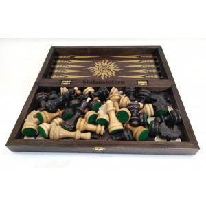 Набор 3 в 1 "Гроссмейстер" венге с фигурами из бука 