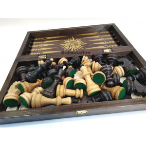 Набор 3 в 1 "Гроссмейстер" венге с фигурами из бука 