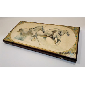 Нарды лазерная фотопечать "Лошади" большие