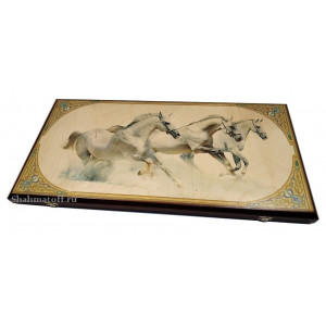 Нарды лазерная фотопечать "Лошади" большие