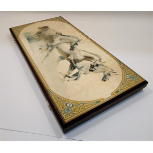 Нарды лазерная фотопечать "Лошади" большие