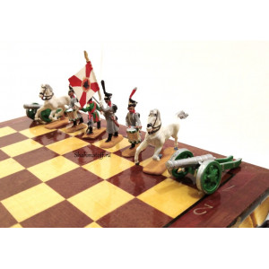 Шахматы Оловянные Бородино в резном ларце