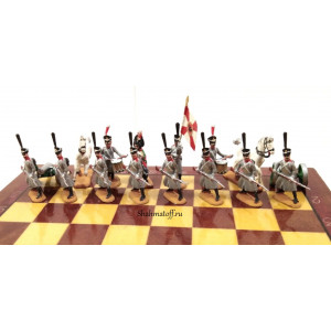 Шахматы Оловянные Бородино в резном ларце