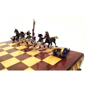 Шахматы Оловянные Бородино в резном ларце