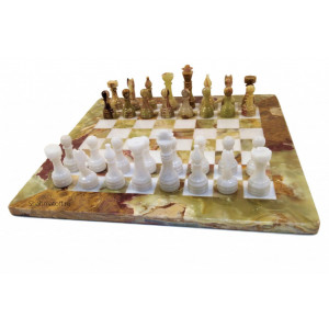 Шахматы каменные classic белый мрамор оникс 40х40 