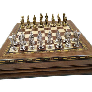 Шахматы "Средневековая Европа мини" орех антик