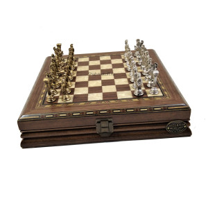 Шахматы "Средневековая Европа мини" орех антик