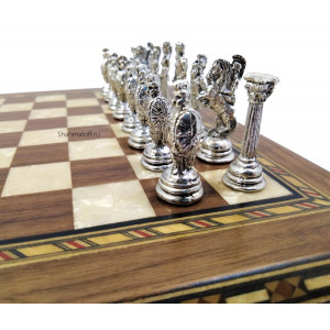 Шахматы "Средневековая Европа мини" орех антик