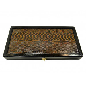 Нарды кожаные Питон Золотой гравировка средние