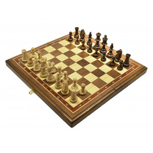 Шахматы Эксперт в доске маркетри орех 45 см.
