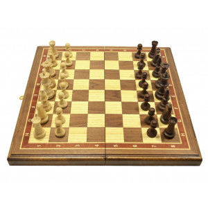Шахматы Эксперт в доске маркетри орех 45 см.