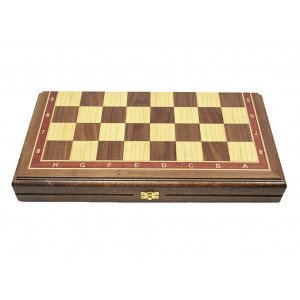 Шахматы Дубовые в доске маркетри орех 45 см.