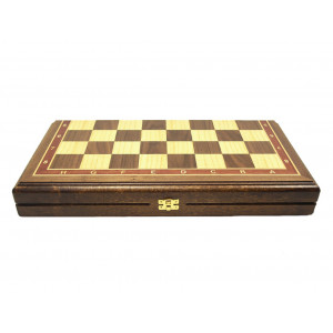 Шахматы Дубовые в доске маркетри орех 45 см.