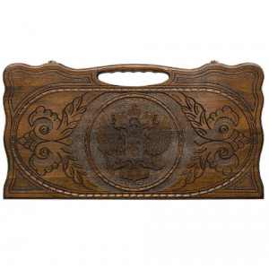 Нарды резные "Герб РФ 2" с ручкой 60, Haleyan